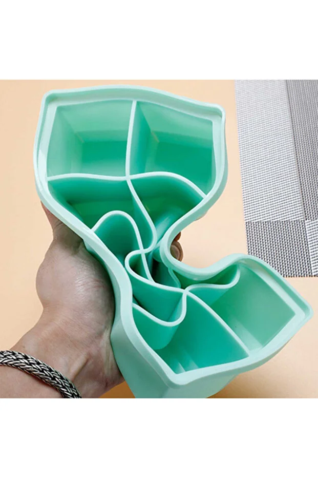 Silikon Buzluk Buz Kalıbı, 6 Bölmeli Küp, Kapaklı, Sky Blue